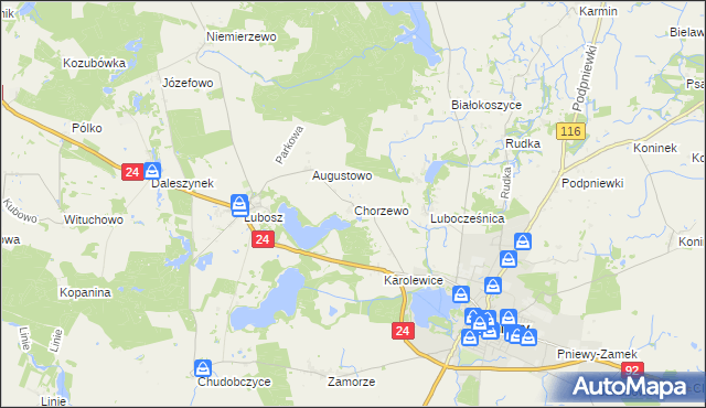 mapa Chorzewo gmina Kwilcz, Chorzewo gmina Kwilcz na mapie Targeo