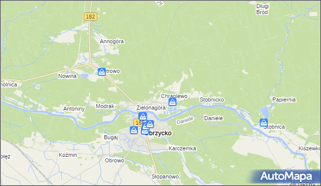 mapa Chraplewo gmina Obrzycko, Chraplewo gmina Obrzycko na mapie Targeo