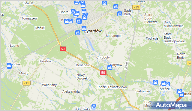 mapa Chroboty, Chroboty na mapie Targeo