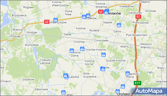 mapa Chronów-Kolonia, Chronów-Kolonia na mapie Targeo