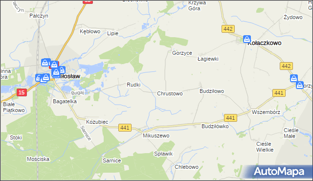 mapa Chrustowo gmina Miłosław, Chrustowo gmina Miłosław na mapie Targeo