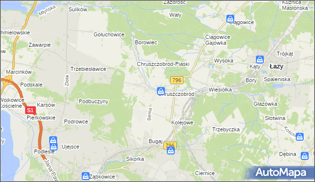 mapa Chruszczobród, Chruszczobród na mapie Targeo