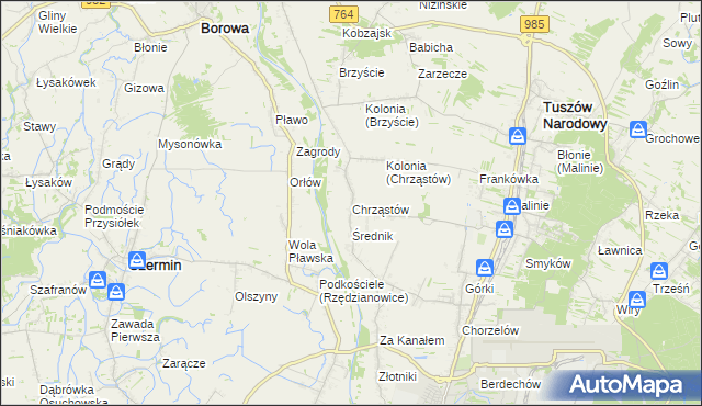 mapa Chrząstów gmina Mielec, Chrząstów gmina Mielec na mapie Targeo