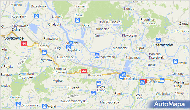 mapa Chrząstowice gmina Brzeźnica, Chrząstowice gmina Brzeźnica na mapie Targeo