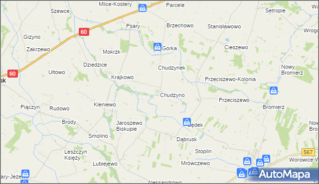 mapa Chudzyno, Chudzyno na mapie Targeo