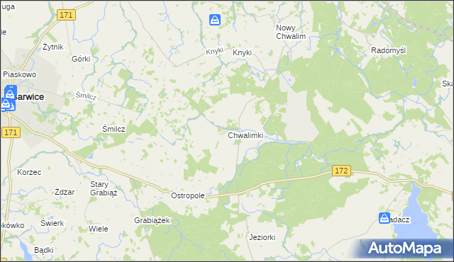 mapa Chwalimki, Chwalimki na mapie Targeo