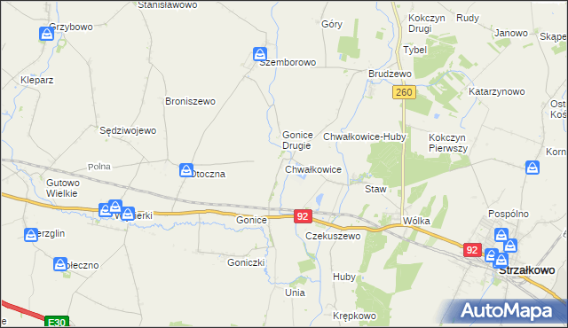 mapa Chwałkowice gmina Strzałkowo, Chwałkowice gmina Strzałkowo na mapie Targeo