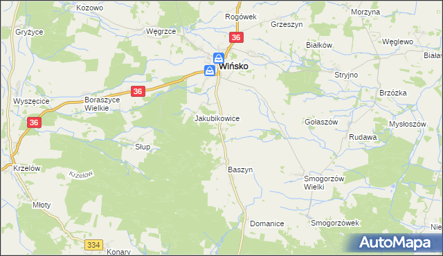 mapa Chwałkowice gmina Wińsko, Chwałkowice gmina Wińsko na mapie Targeo