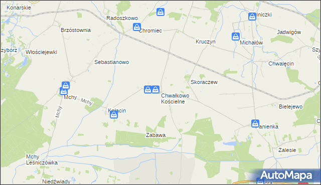mapa Chwałkowo Kościelne, Chwałkowo Kościelne na mapie Targeo