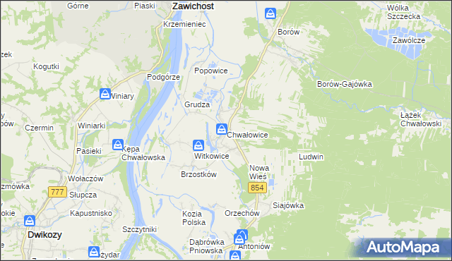 mapa Chwałowice gmina Radomyśl nad Sanem, Chwałowice gmina Radomyśl nad Sanem na mapie Targeo