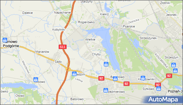 mapa Chyby gmina Tarnowo Podgórne, Chyby gmina Tarnowo Podgórne na mapie Targeo