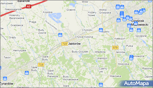 mapa Chylice gmina Jaktorów, Chylice gmina Jaktorów na mapie Targeo