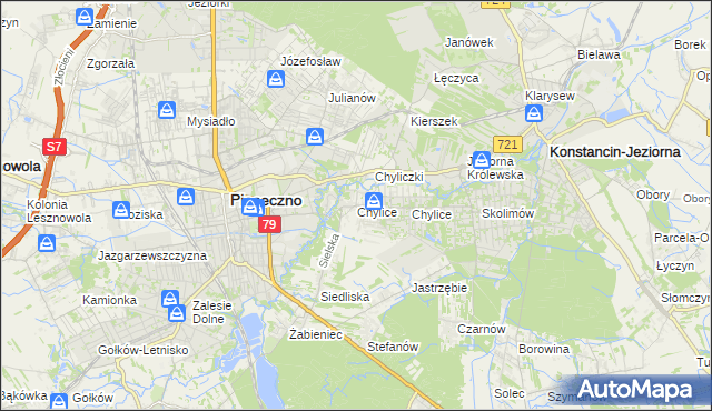 mapa Chylice gmina Piaseczno, Chylice gmina Piaseczno na mapie Targeo