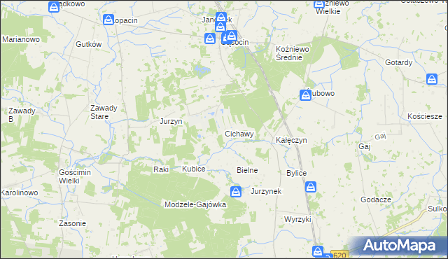 mapa Cichawy, Cichawy na mapie Targeo