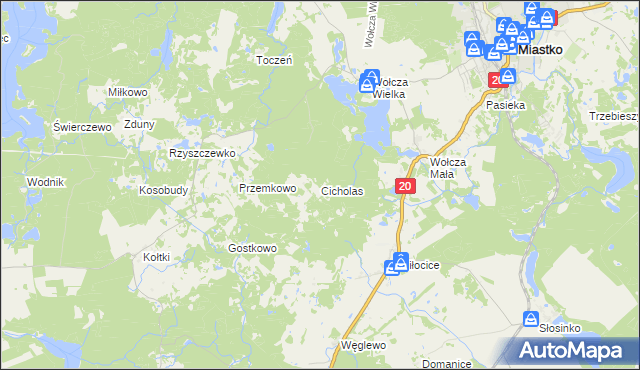 mapa Cicholas, Cicholas na mapie Targeo