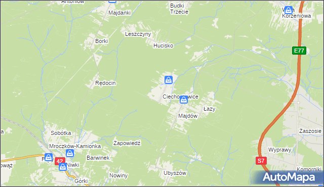 mapa Ciechostowice, Ciechostowice na mapie Targeo