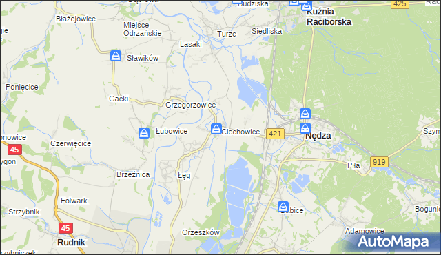 mapa Ciechowice, Ciechowice na mapie Targeo