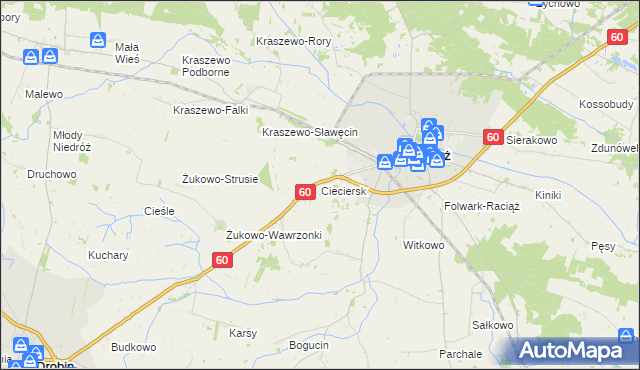 mapa Cieciersk, Cieciersk na mapie Targeo