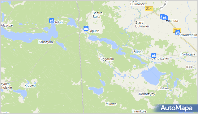 mapa Cięgardło, Cięgardło na mapie Targeo