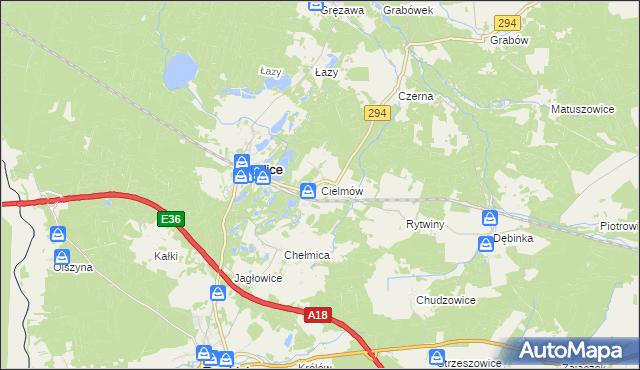 mapa Cielmów, Cielmów na mapie Targeo