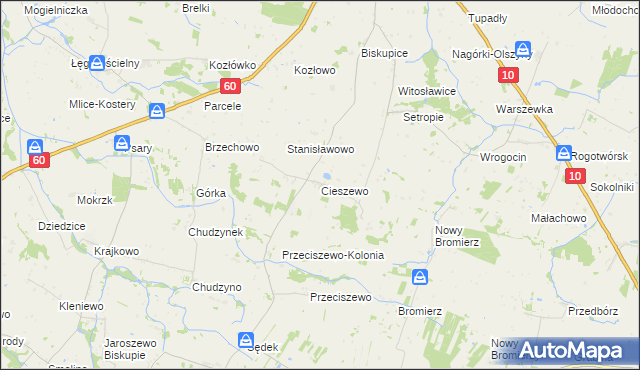 mapa Cieszewo, Cieszewo na mapie Targeo