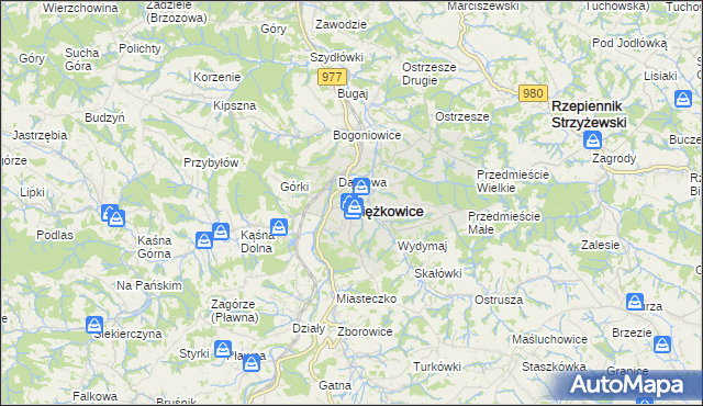 mapa Ciężkowice powiat tarnowski, Ciężkowice powiat tarnowski na mapie Targeo