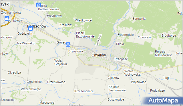 mapa Ćmielów, Ćmielów na mapie Targeo