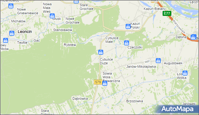 mapa Cybulice Duże, Cybulice Duże na mapie Targeo