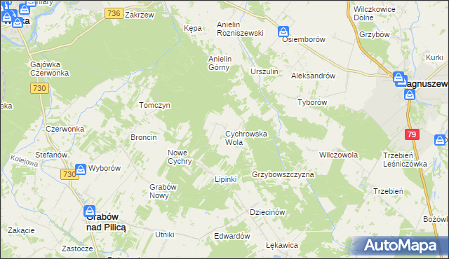 mapa Cychrowska Wola, Cychrowska Wola na mapie Targeo