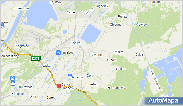 mapa Cygany gmina Nowa Dęba, Cygany gmina Nowa Dęba na mapie Targeo