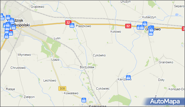 mapa Cykówko, Cykówko na mapie Targeo