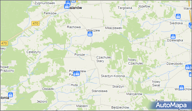 mapa Czachulec Stary, Czachulec Stary na mapie Targeo