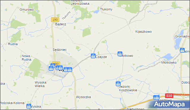 mapa Czajcze gmina Wysoka, Czajcze gmina Wysoka na mapie Targeo