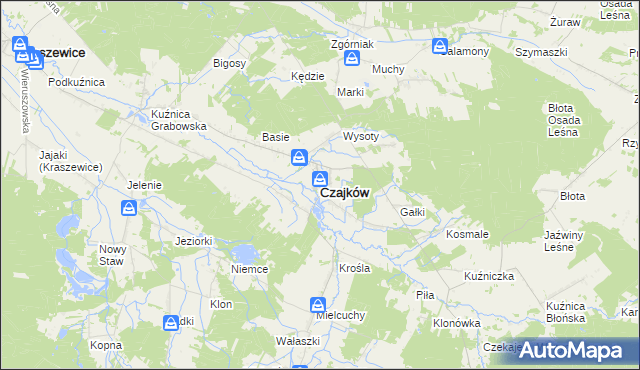 mapa Czajków powiat ostrzeszowski, Czajków powiat ostrzeszowski na mapie Targeo