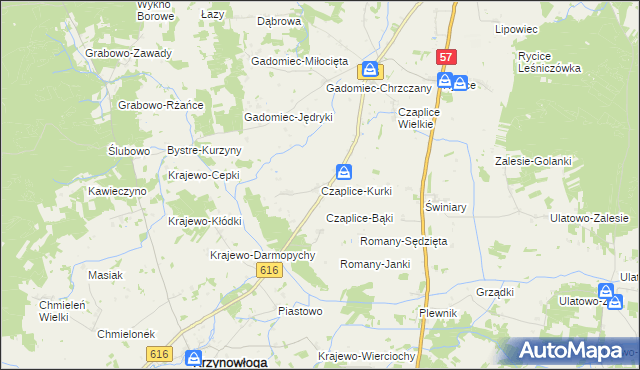 mapa Czaplice-Kurki, Czaplice-Kurki na mapie Targeo