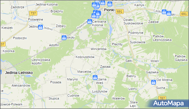 mapa Czarna Kolonia, Czarna Kolonia na mapie Targeo