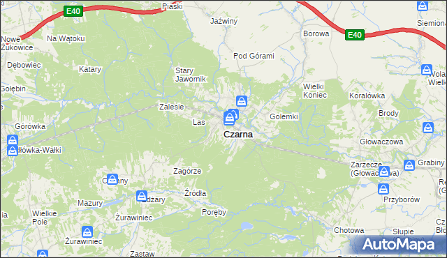 mapa Czarna powiat dębicki, Czarna powiat dębicki na mapie Targeo