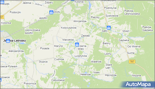 mapa Czarna Wieś gmina Pionki, Czarna Wieś gmina Pionki na mapie Targeo