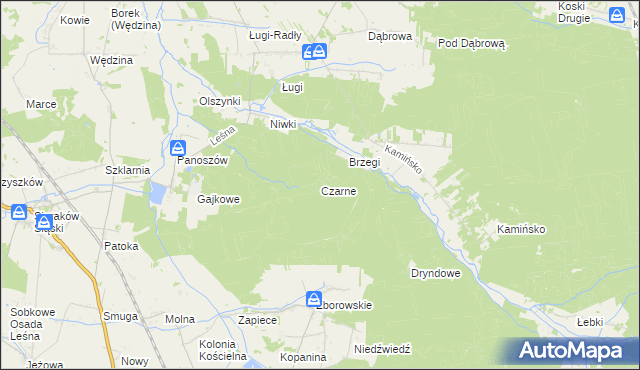 mapa Czarne gmina Ciasna, Czarne gmina Ciasna na mapie Targeo