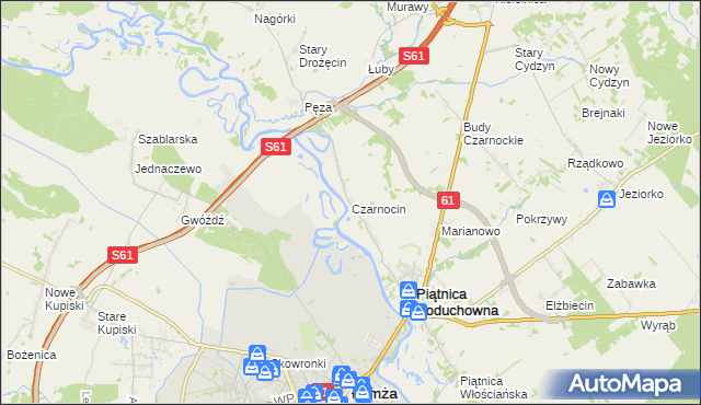 mapa Czarnocin gmina Piątnica, Czarnocin gmina Piątnica na mapie Targeo