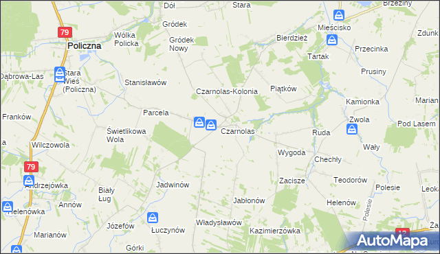 mapa Czarnolas gmina Policzna, Czarnolas gmina Policzna na mapie Targeo