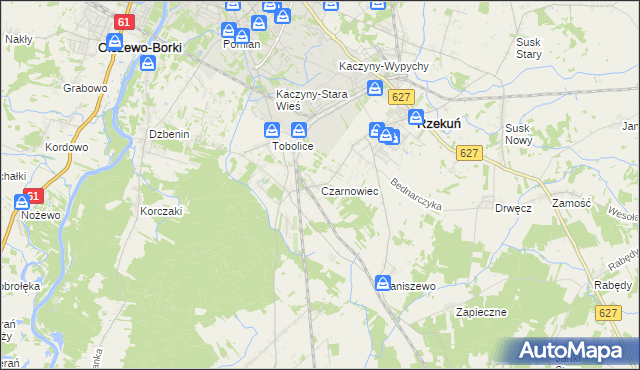 mapa Czarnowiec gmina Rzekuń, Czarnowiec gmina Rzekuń na mapie Targeo
