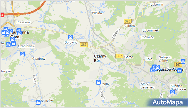 mapa Czarny Bór, Czarny Bór na mapie Targeo