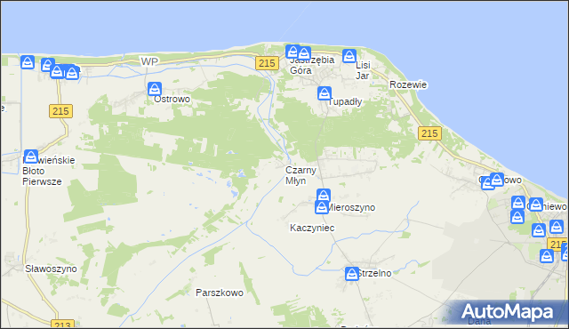 mapa Czarny Młyn gmina Puck, Czarny Młyn gmina Puck na mapie Targeo