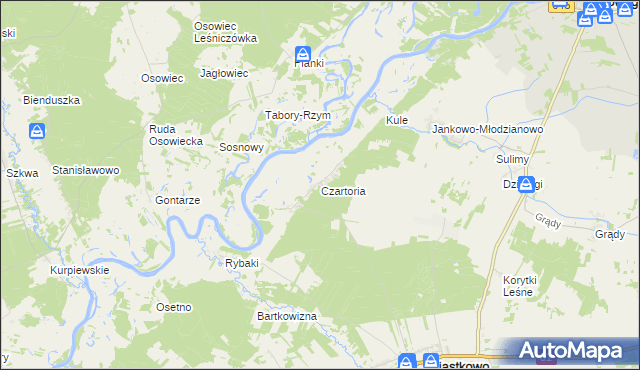 mapa Czartoria gmina Miastkowo, Czartoria gmina Miastkowo na mapie Targeo