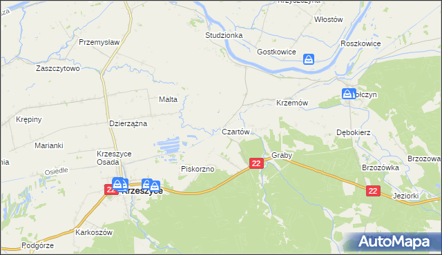 mapa Czartów, Czartów na mapie Targeo