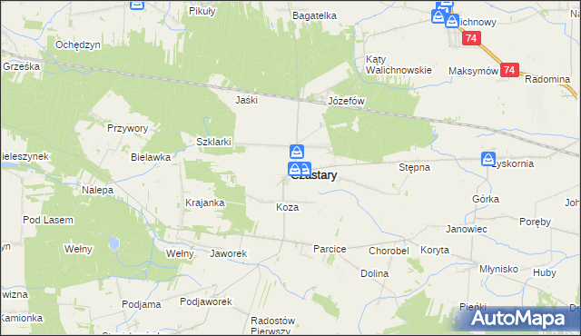 mapa Czastary, Czastary na mapie Targeo