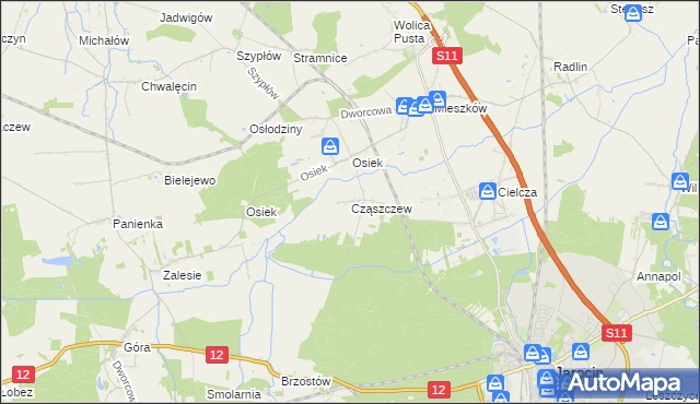 mapa Cząszczew, Cząszczew na mapie Targeo