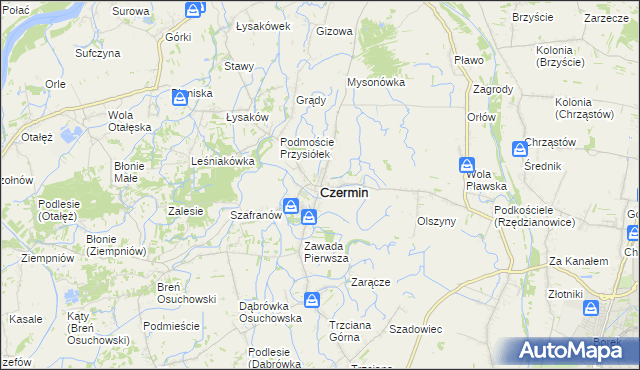 mapa Czermin powiat mielecki, Czermin powiat mielecki na mapie Targeo