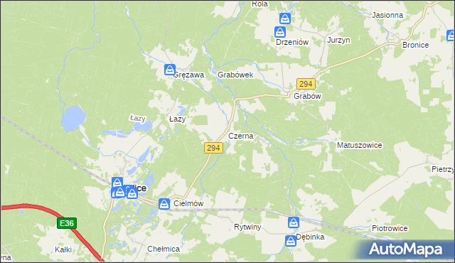 mapa Czerna gmina Tuplice, Czerna gmina Tuplice na mapie Targeo